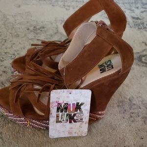 Cognac Suede MUK LUKS wedges